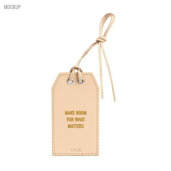 Leather gift tag with Make room for what matters in gold foil